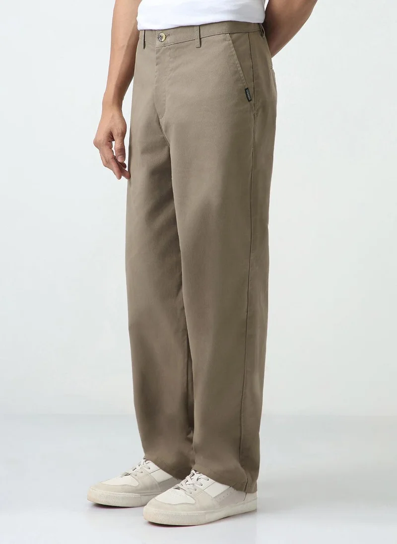 Urbano Fashion  Urbano Fashion Men's Grey Loose Baggy Fit Solid Chino Trousers Non-Stretchable for Men | Best Price UAE